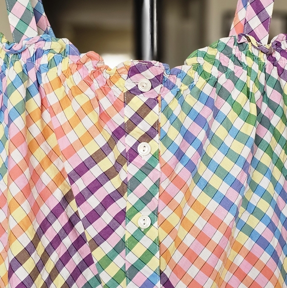 J. Crew Sleeveless Button Front‎ Rainbow Plaid Camisole - Picture 3 of 7